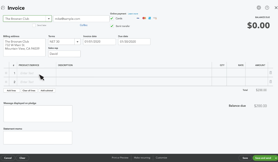 QBO Invoice